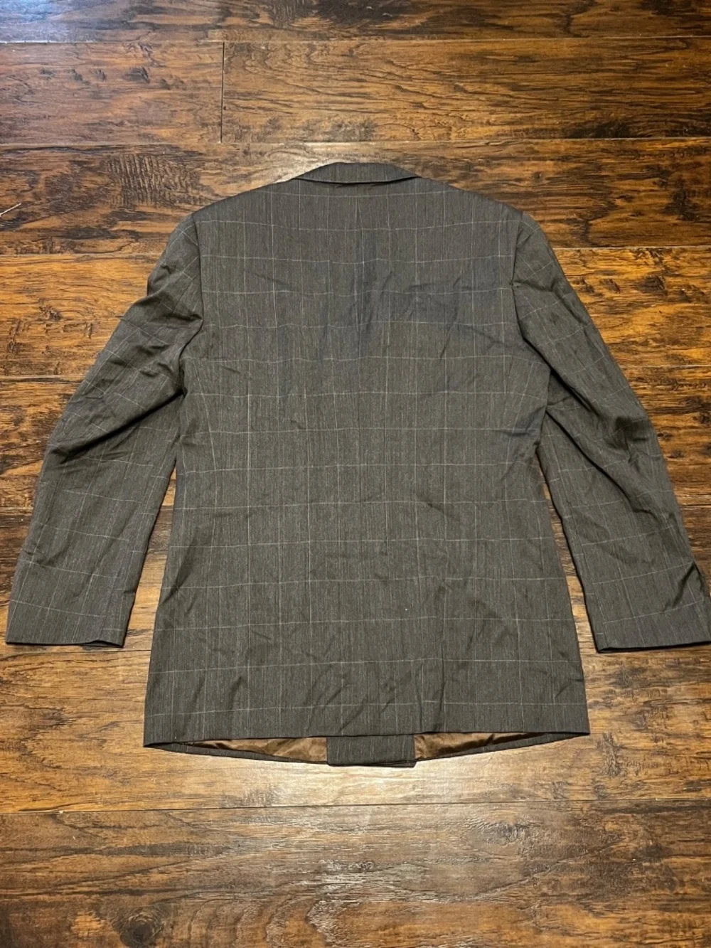 Vintage Burberry Single Breasted Suit Jacket Men 42L Wool Brown Check Made USA